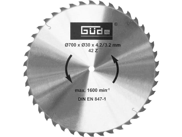 Güde Hartmetall Sägeblatt Kreissägeblatt Ersatzblatt HM 700x30x4,2 mm 42 Zähne