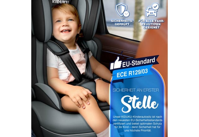 Autokindersitz Kinderautositz Autositz Kindersitz 9-36kg Gruppe 1+2+3 Schwarz/Grau - Kiduku