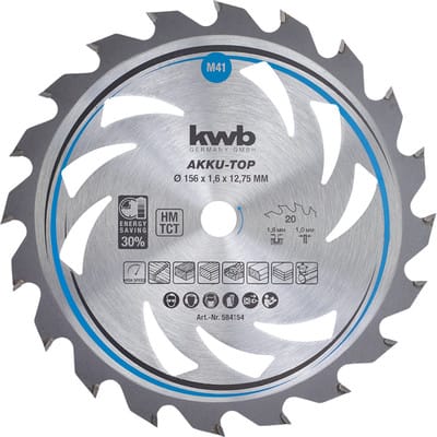 kwb 584154 Hartmetall Kreissägeblatt 156 x 12.75 x 1.0 mm Zähneanzahl: 20 1 St.