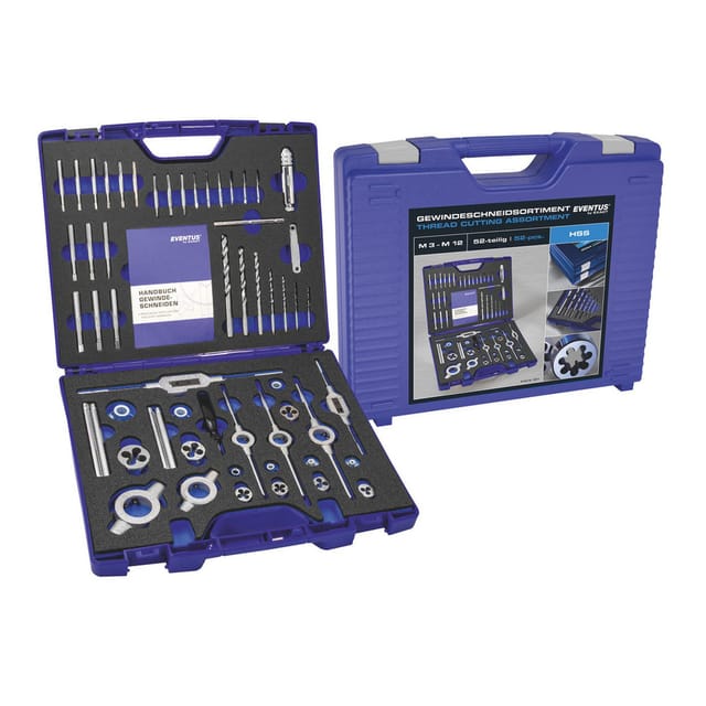 Exact GS52 Premium Gewindeschneid Sortiment 52 tlg. M3 - M12 ( 70571 ) + Koffer + Handbuch HSS Stahl