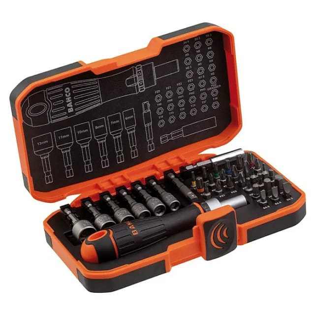 Bit Box Bitset Bitsatz und Ratschenset 1/4" 6 - 13 mm, 36 teilg - Bahco