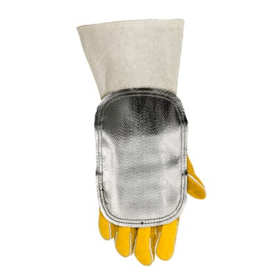 Elmag Hitzeabweisendes Handschutzschild Weldas 44-3008LB, mit Front aus Fiberglas & Innenseite aus Spaltleder, BxL=15x20 cm