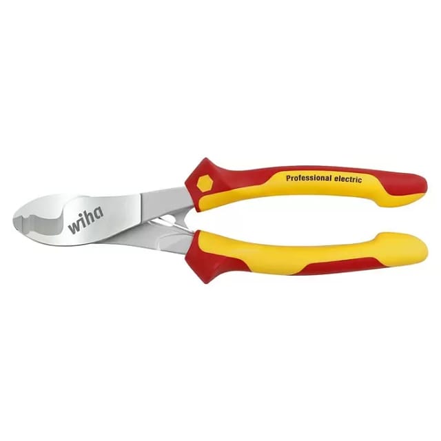 Wiha Kabelschneider Professional electric mit ein- und ausschaltbarer Öffnungsfeder I 180 mm, 7" I VDE- und GS-geprüft I Elektrikerzange (43664)