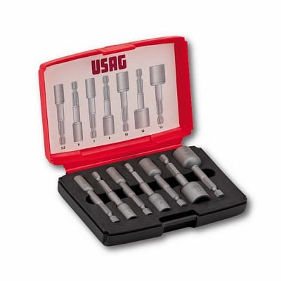 USAG U06640015 Magnetische Einsätze, Innensechskantschrauben, Sechskant, 1/4 Zoll Aufsatz, 7-teilig