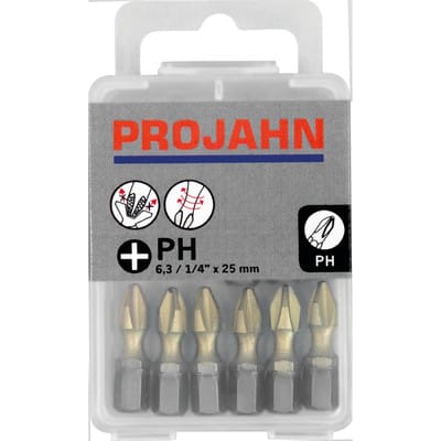 1/4' star Bit, L25mm PH1 ZrN, 10er Pack - Projahn