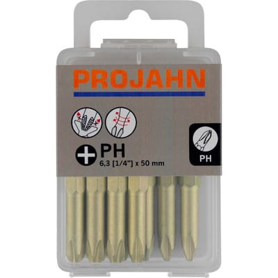 1/4' star Bit, l 50mm PH2 ZrN, 10er Pack - Projahn