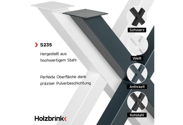 HOLZBRINK Tischbeine Metall Schwarz X-form