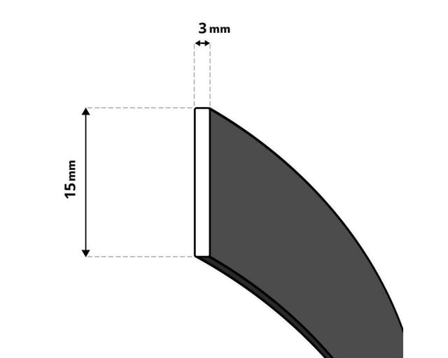 Ofendichtschnur Kamindichtung selbstklebend aus glasfasern, hitzebeständig bis 550°C, Schwarz, 1m, 15x3mm, SKD03 - Steigner