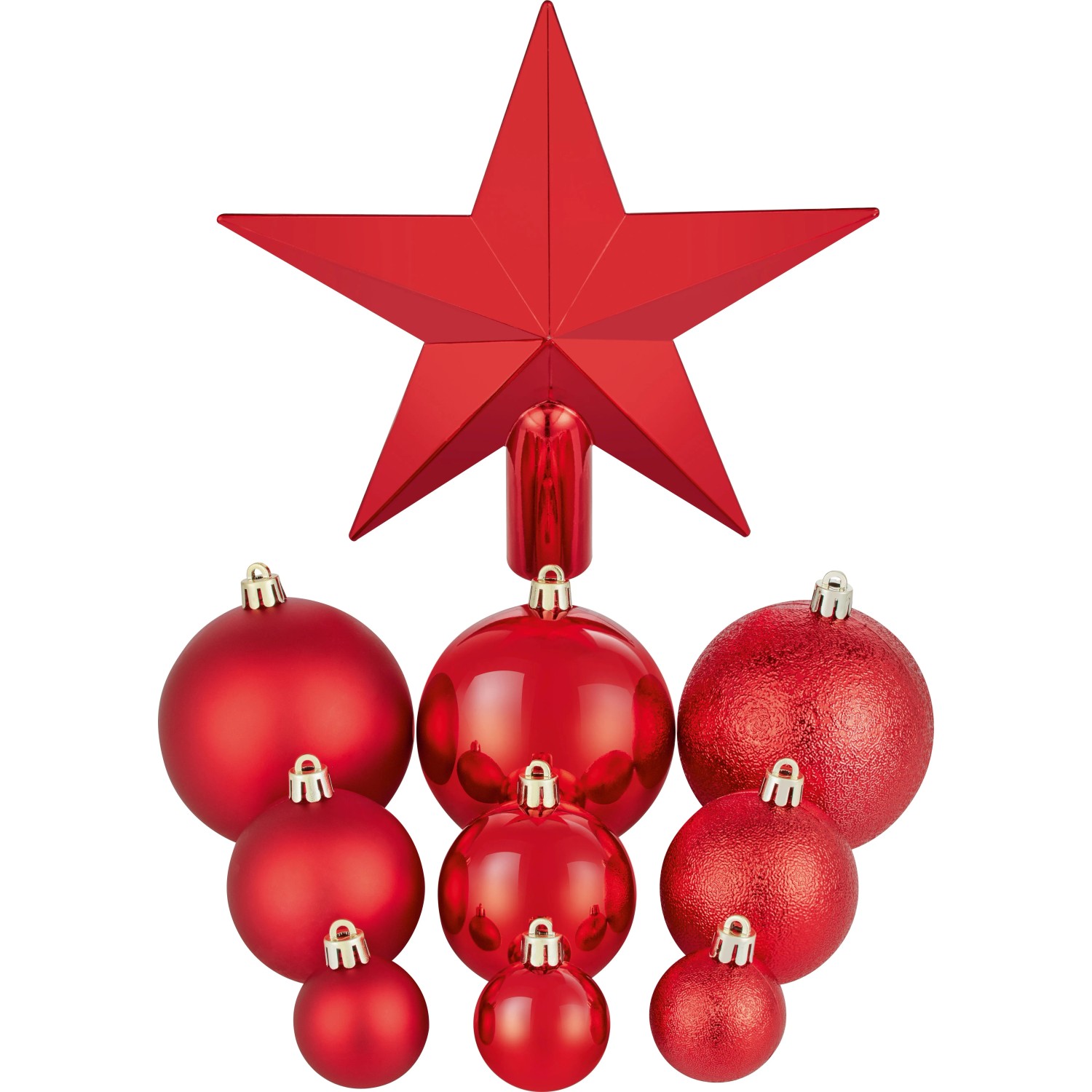 OBI Weihnachtskugeln 63-teilig Rot Kunststoff Gemischt