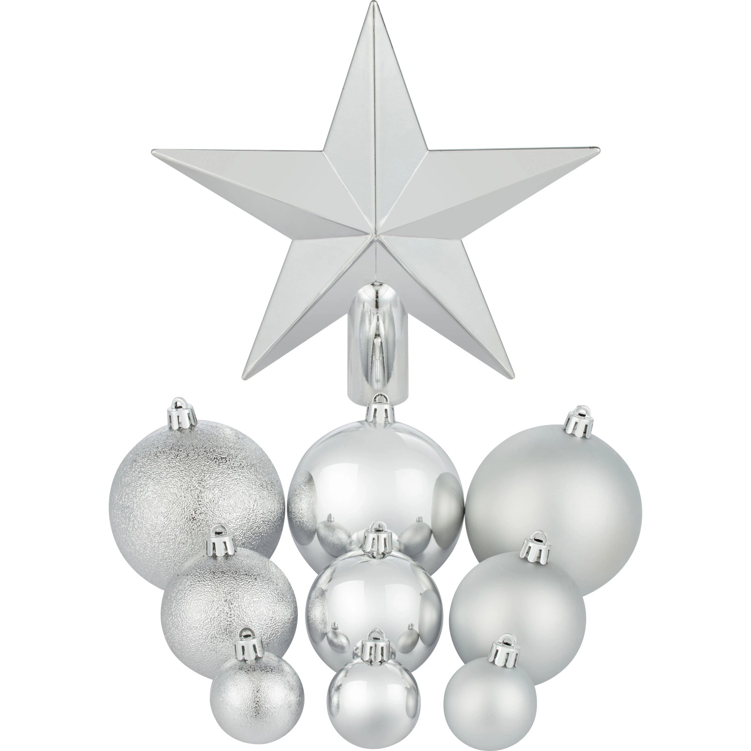 OBI Weihnachtskugeln 63-Teilig Silber Kunststoff