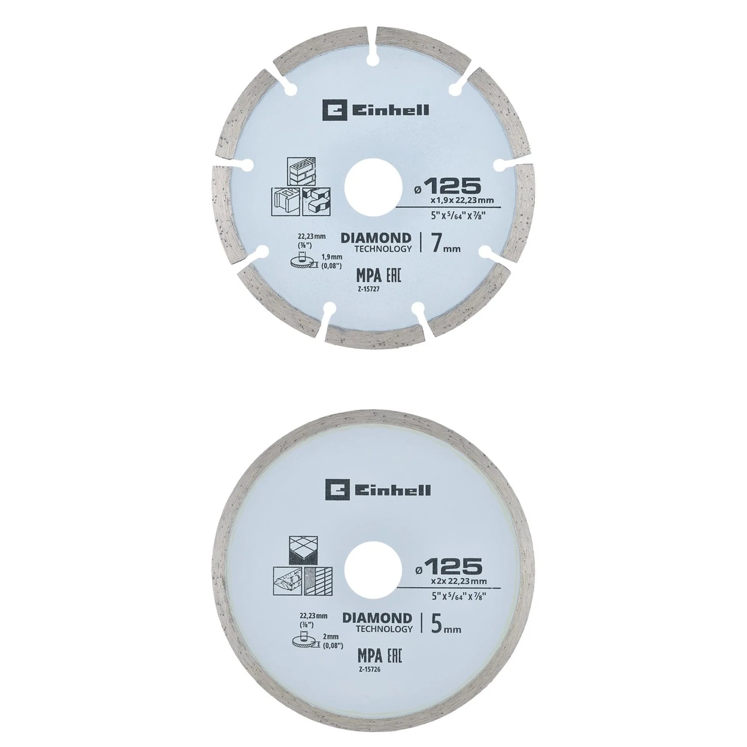 Einhell Diamant-Trennscheiben-Set Ø 125 mm 2-teilig