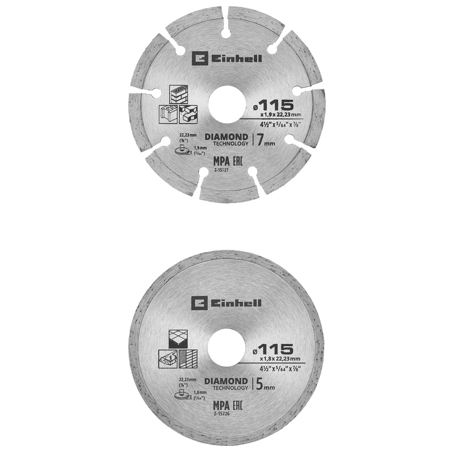 Einhell Diamant-Trennscheiben-Set Ø 115 mm 2-teilig