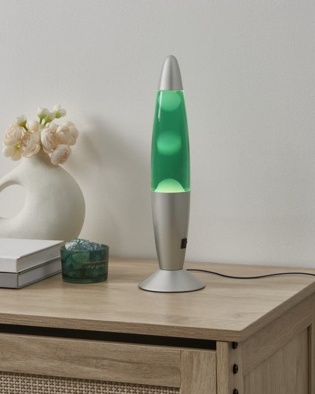 Eglo Tischlampe Lava Silber Grün Weiß 340 mm