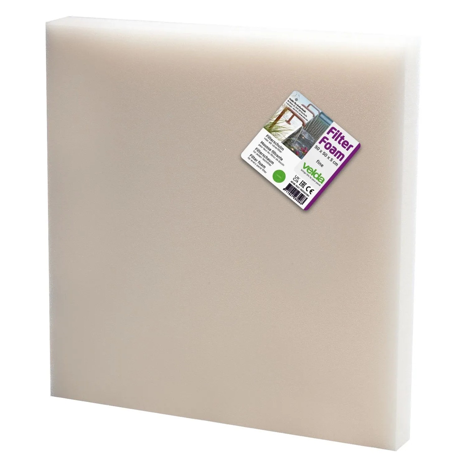 Velda Filterschaum Filter Foam 50 x 50 x 2 cm Weiß