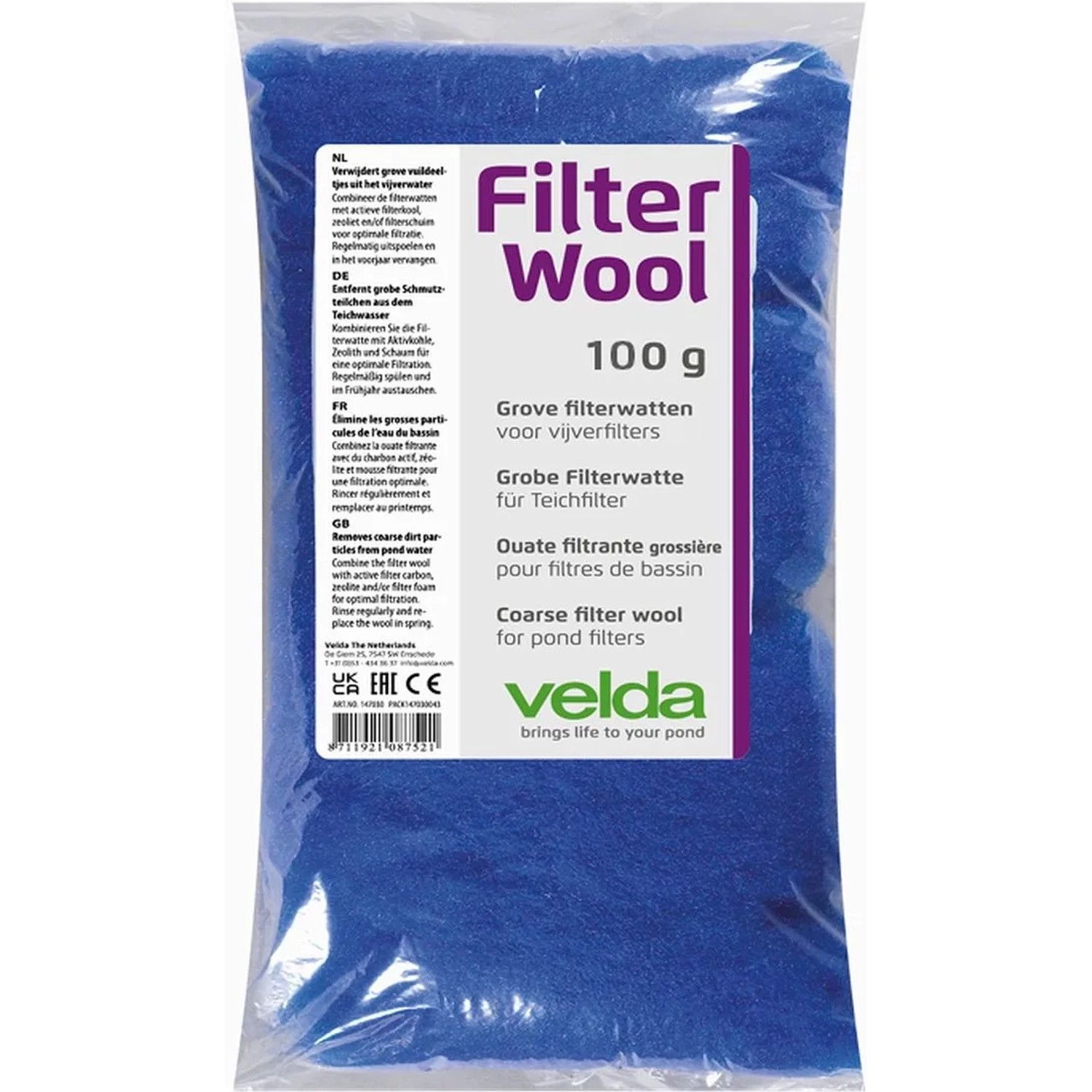 Velda Teich Filterwatte Blau 100 g Grob