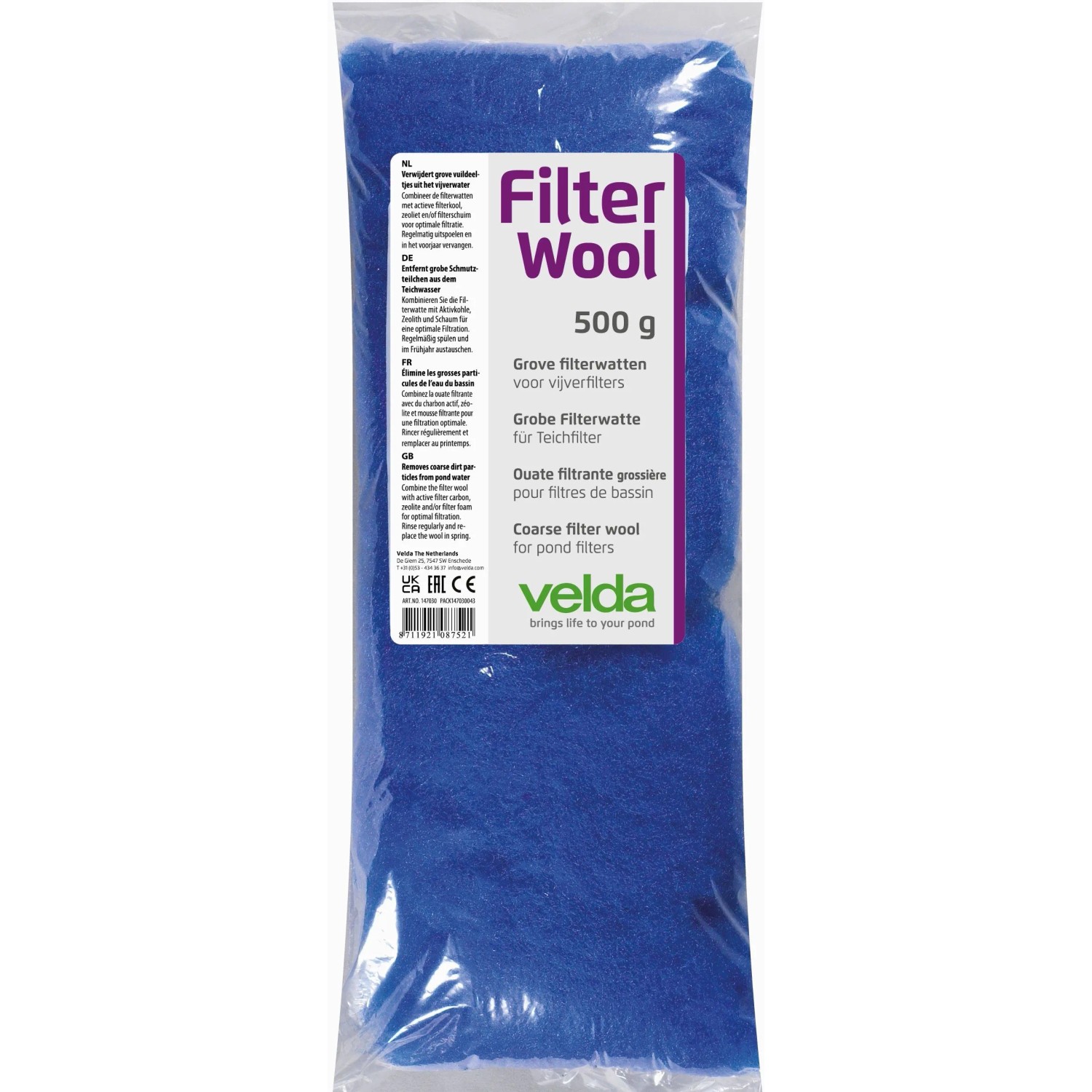Velda Teich Filterwatte Pond Filter Wool Blau 500 g Grob
