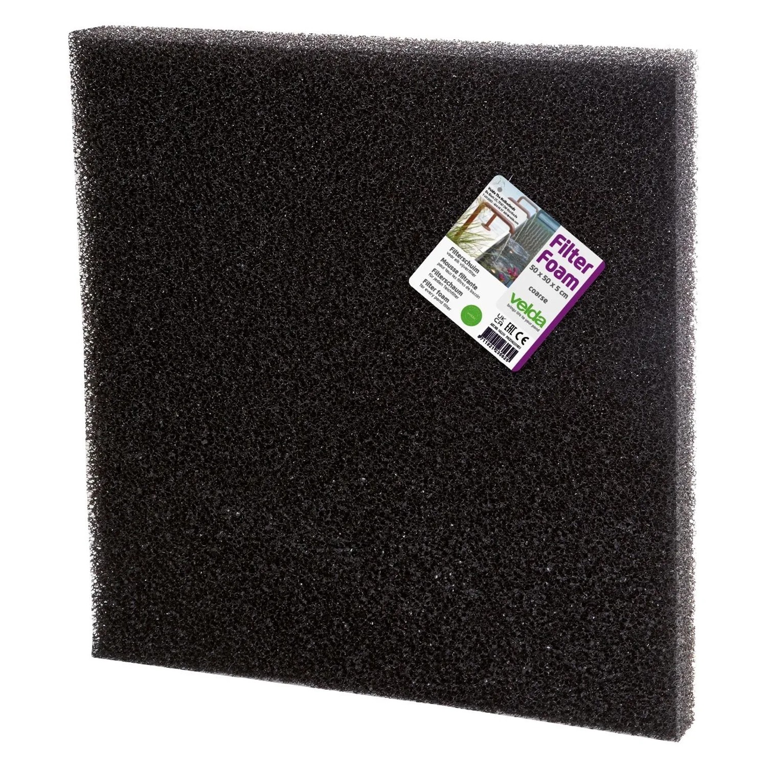 Velda Filterschaum Filter Foam Schwarz 50 cm X 50 cm X 2 cm Grob