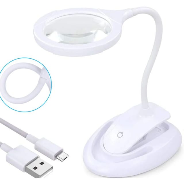 5x/10x Beleuchtete Lupe Mit Ständer Und Klemme – 15 Leds – Helligkeit Einstellbar – Usb-aufladbar Für Nahsicht