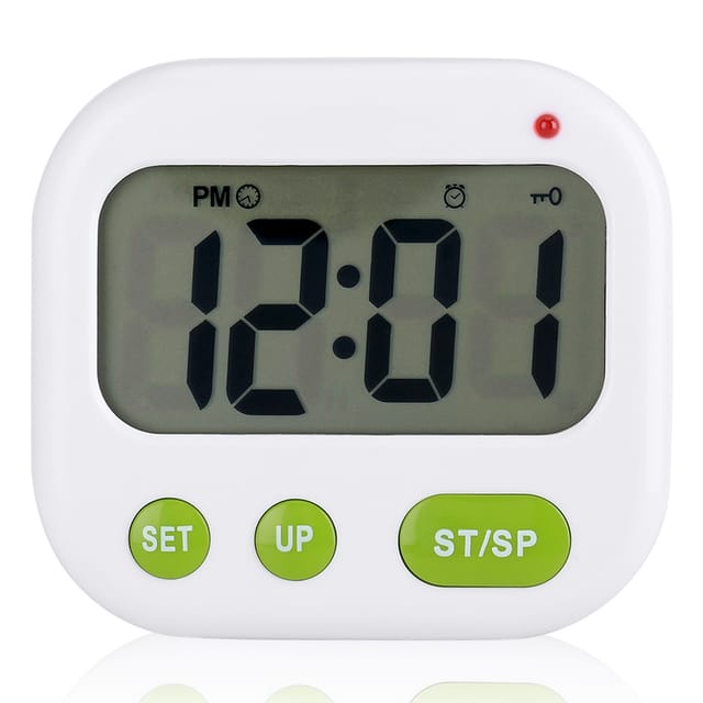 LCD-Digitalwecker mit Küchentimer, Musik-/Vibrationsalarm und Hintergrundbeleuchtung