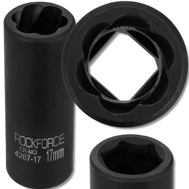 ROCKFORCE 1/2" DOPPEL-SCHLAGSSTECKSCHLUSS 17 mm FÜR BESCHÄDIGTE MUTTERN
