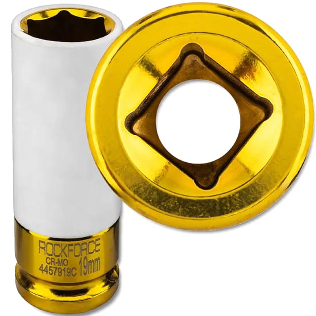 ROCKFORCE IMPACT Steckschlüssel 19 mm tief für LEICHTMETALLFELGEN mit Sicherheitshülse