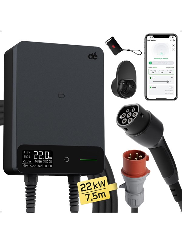 dé 22kW Wallbox with 7.5m Cable (APP VERSION)