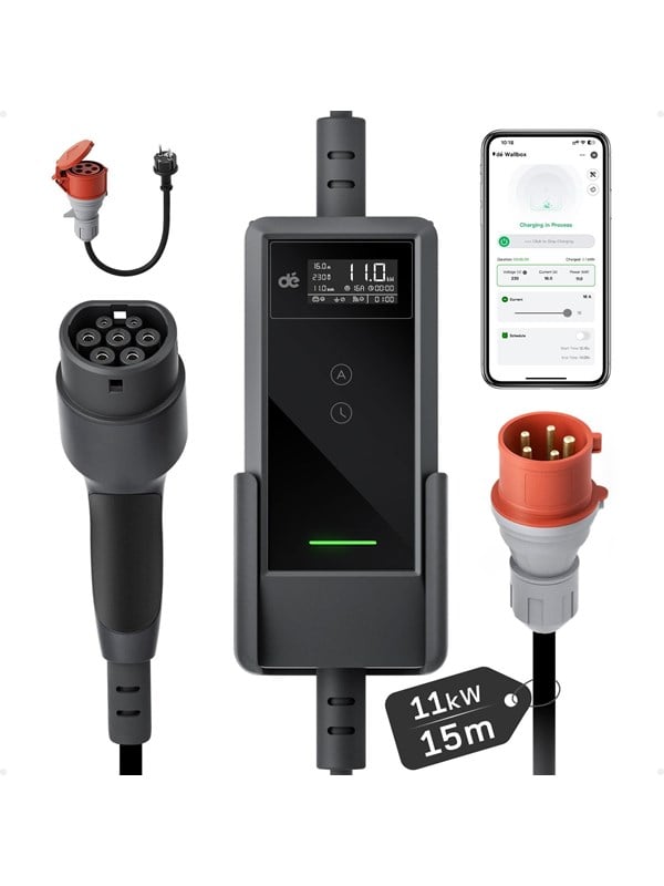 dé 11kW Portable Charger with 15m Cable (APP VERSION)