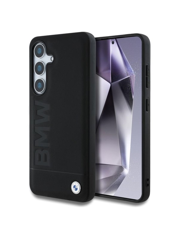 BMW Leather Big Wordmark Case for Samsung Galaxy S25+ - Black