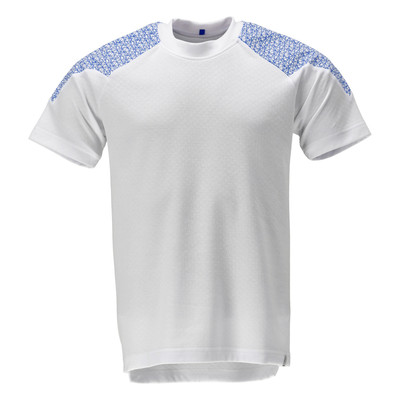 20082-933 T-Shirt, Kurzarm, weiß/azurblau, 4XL