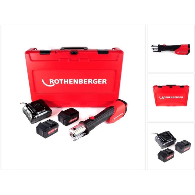 Romax 4000 Basic Set cas Akku Pressmaschine 18 v 34 kN + 2x Akku 4,0 Ah + Ladegerät + Koffer - Rothenberger