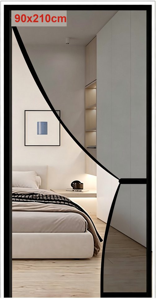 BlingBin Insektenschutz-Vorhang Bohrfreier Magnet-Insektenschutz Fiberglas, unsichtbares Fliegengitter, (1er Set, 1-St., 90 × 210 cm), mit seitlicher Öffnung, passend für Schiebetüren und Terrassentüren Bild 3