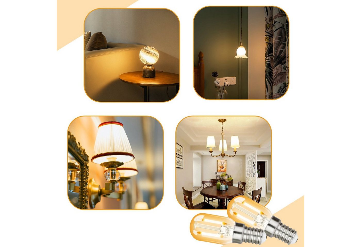 Nettlife LED-Leuchtmittel LED Leuchtmittel E14 Vintage Glühbirnen T22 Lampe Birnen 2W, E14, 4 St., Warmweiß, 2700K