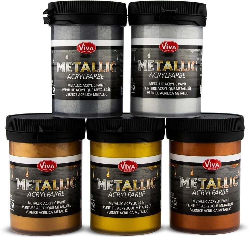 Viva Decor Acrylfarbe Metallic Acrylfarben-Set, 5 x 100 ml Bild 2