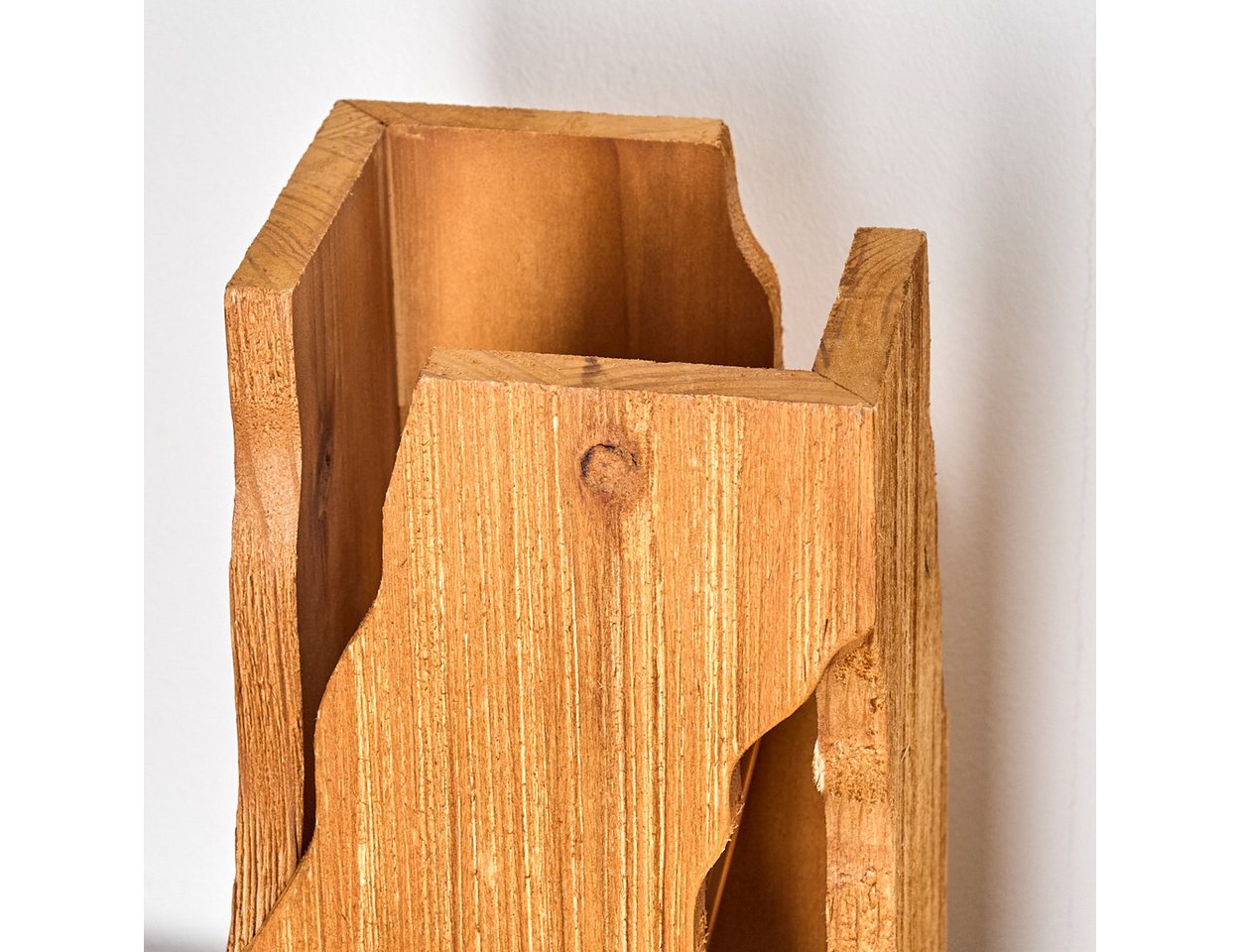 hofstein Tischleuchte Tischlampe aus Metall/Holz in Schwarz/Naturfarben, ohne Leuchtmittel, Holzschirm, An-/ Ausschalter am Kabel, 1 x E27, ohne Leuchtmittel