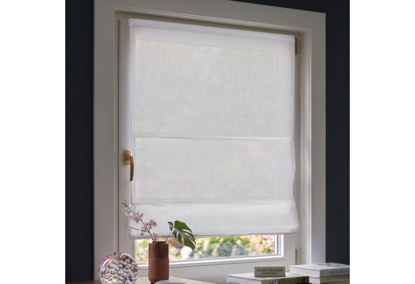 Victoria M. Raffrollo Ivora Premium Raffrollo 40x130cm Weiß Blickdicht, mit Faltenband, mit Bohren, freihängend, Abnehmbarer Stoff mit OEKO-TEX® Zertifizierung Bild 3
