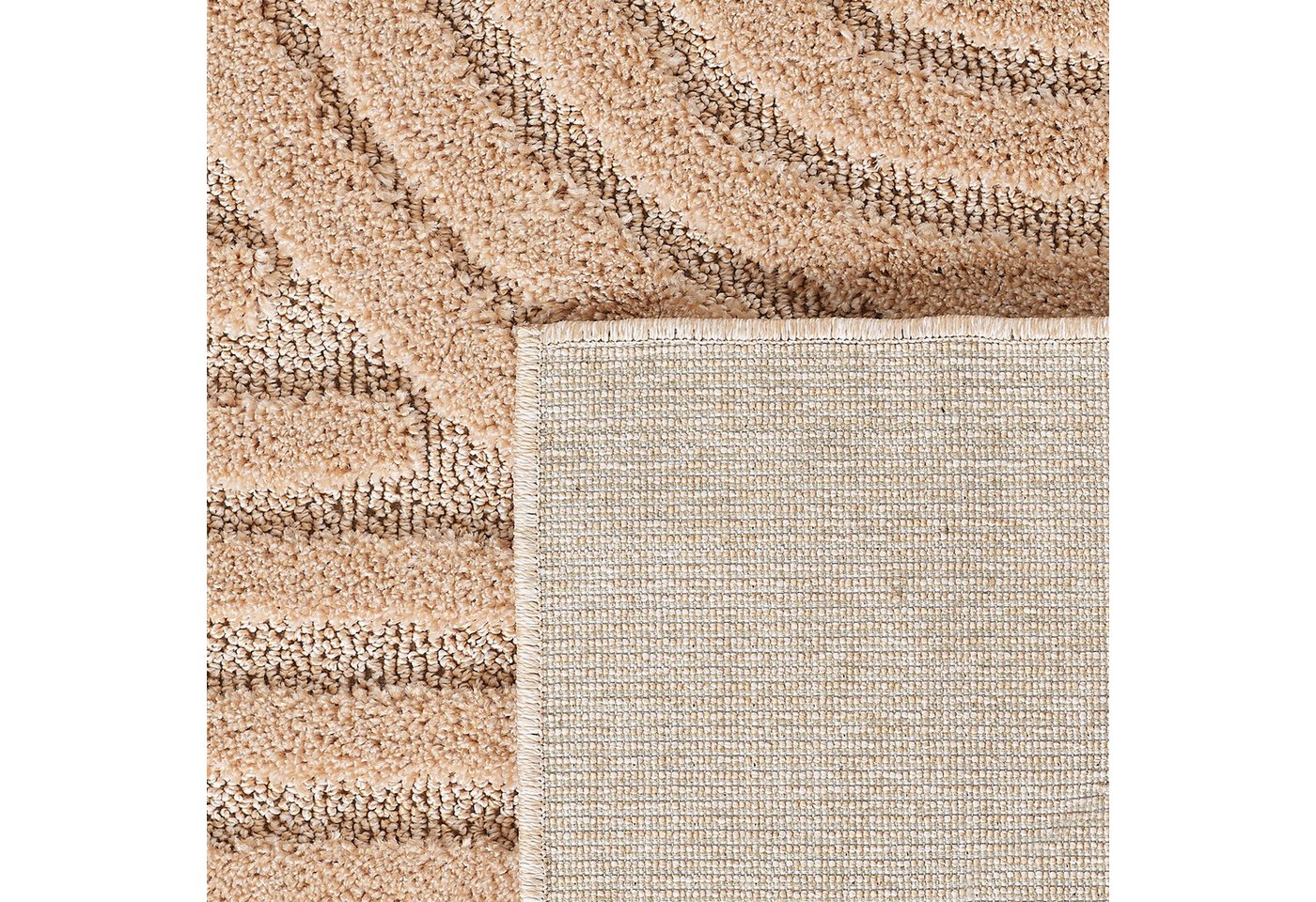 Teppium Hochflor-Teppich Boho-Design, Rund, Höhe: 20 mm, Teppich Wohnzimmer Skandinavisches Boho Teppich Hoch-Tief Effekt