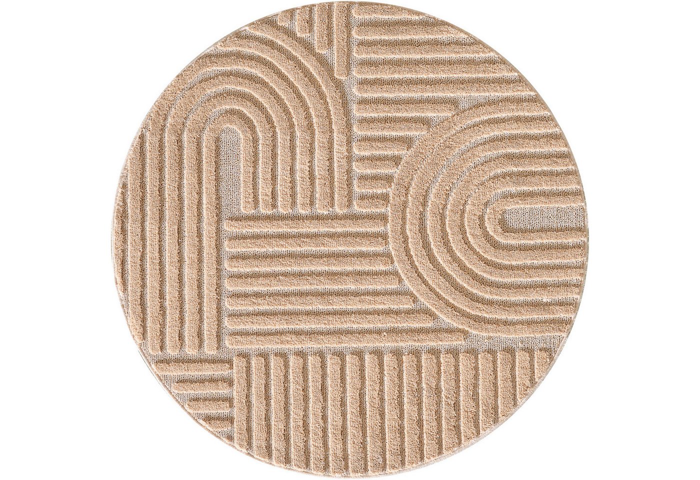 Teppium Hochflor-Teppich Boho-Design, Rund, Höhe: 20 mm, Teppich Wohnzimmer Skandinavisches Boho Teppich Hoch-Tief Effekt Bild 2