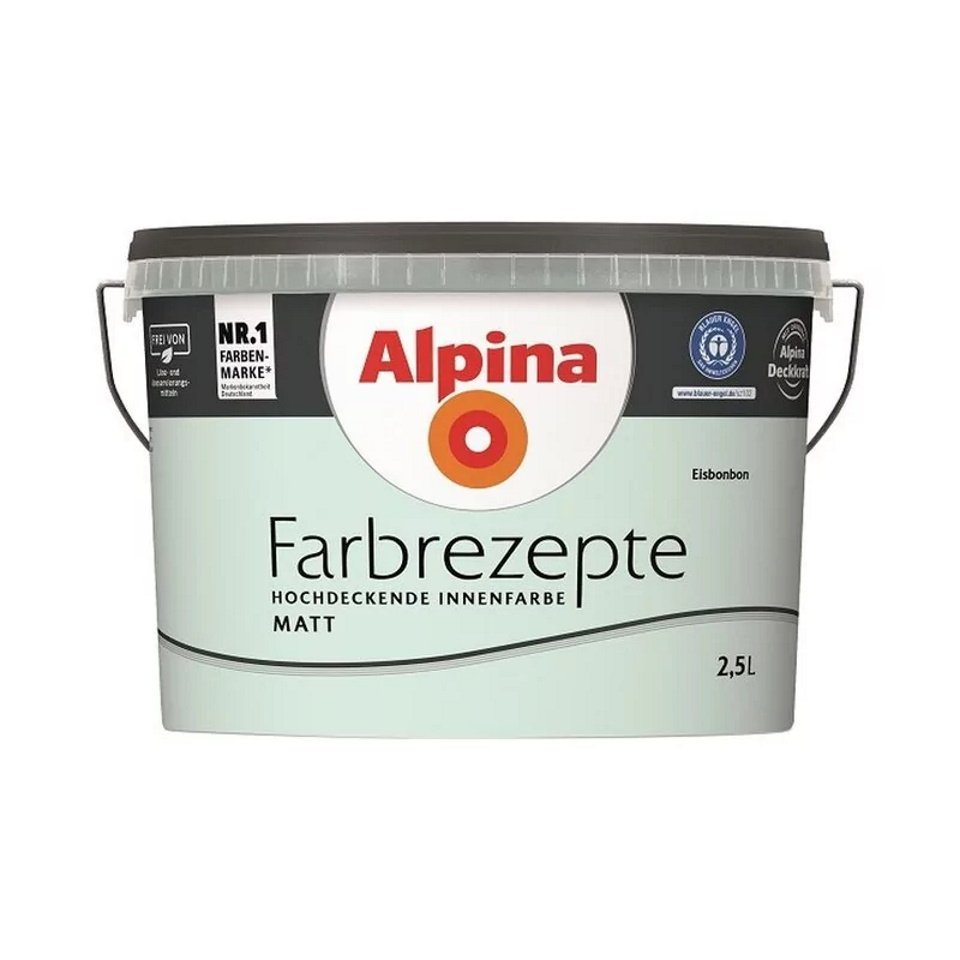 Alpina Wand- und Deckenfarbe Farbrezepte 2,5 Liter Eisbonbon Matt