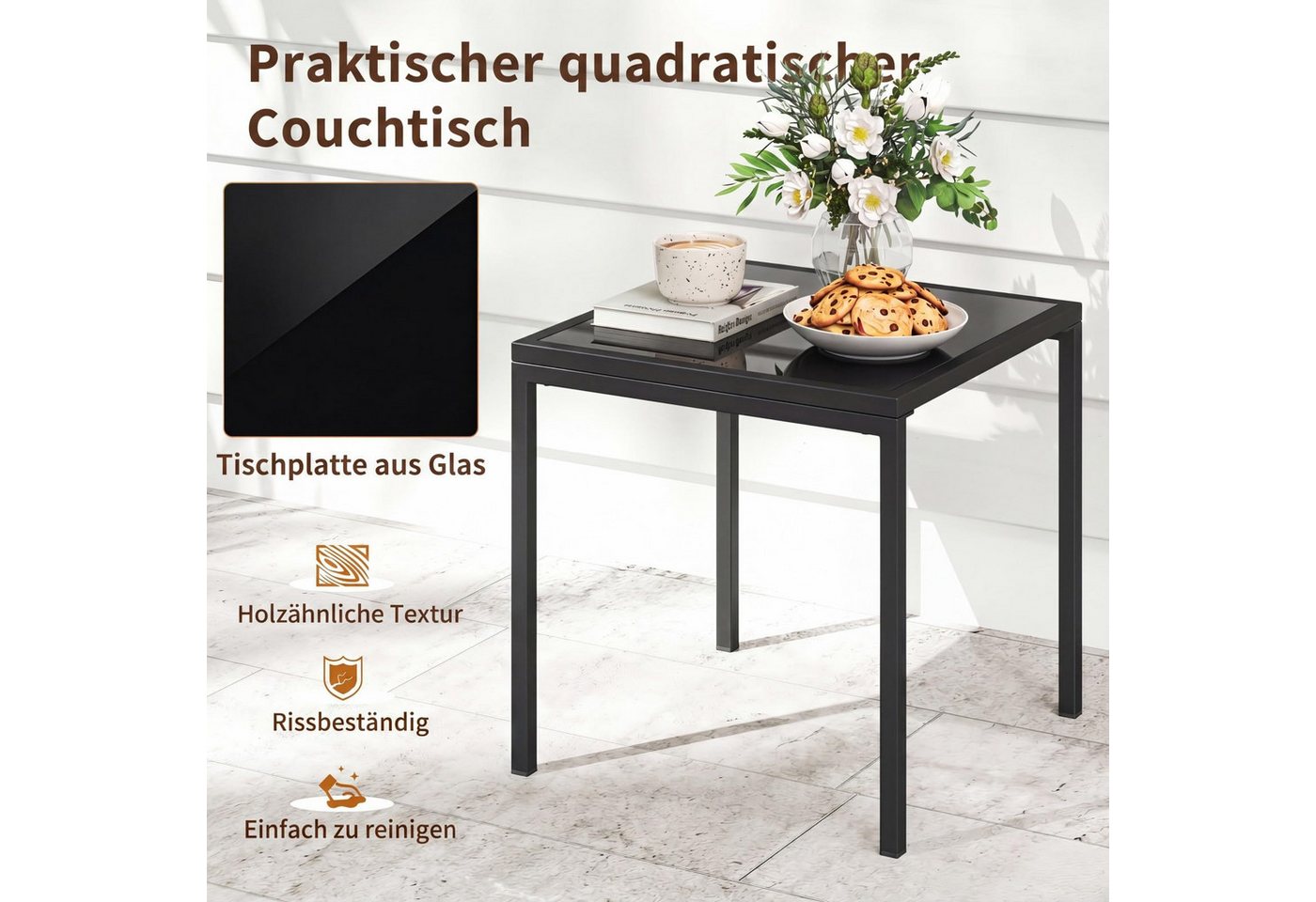 COSTWAY Gartenlounge-Set, (3-tlg), mit Kissen, wetterfest Metall für Garten, Balkon Bild 2