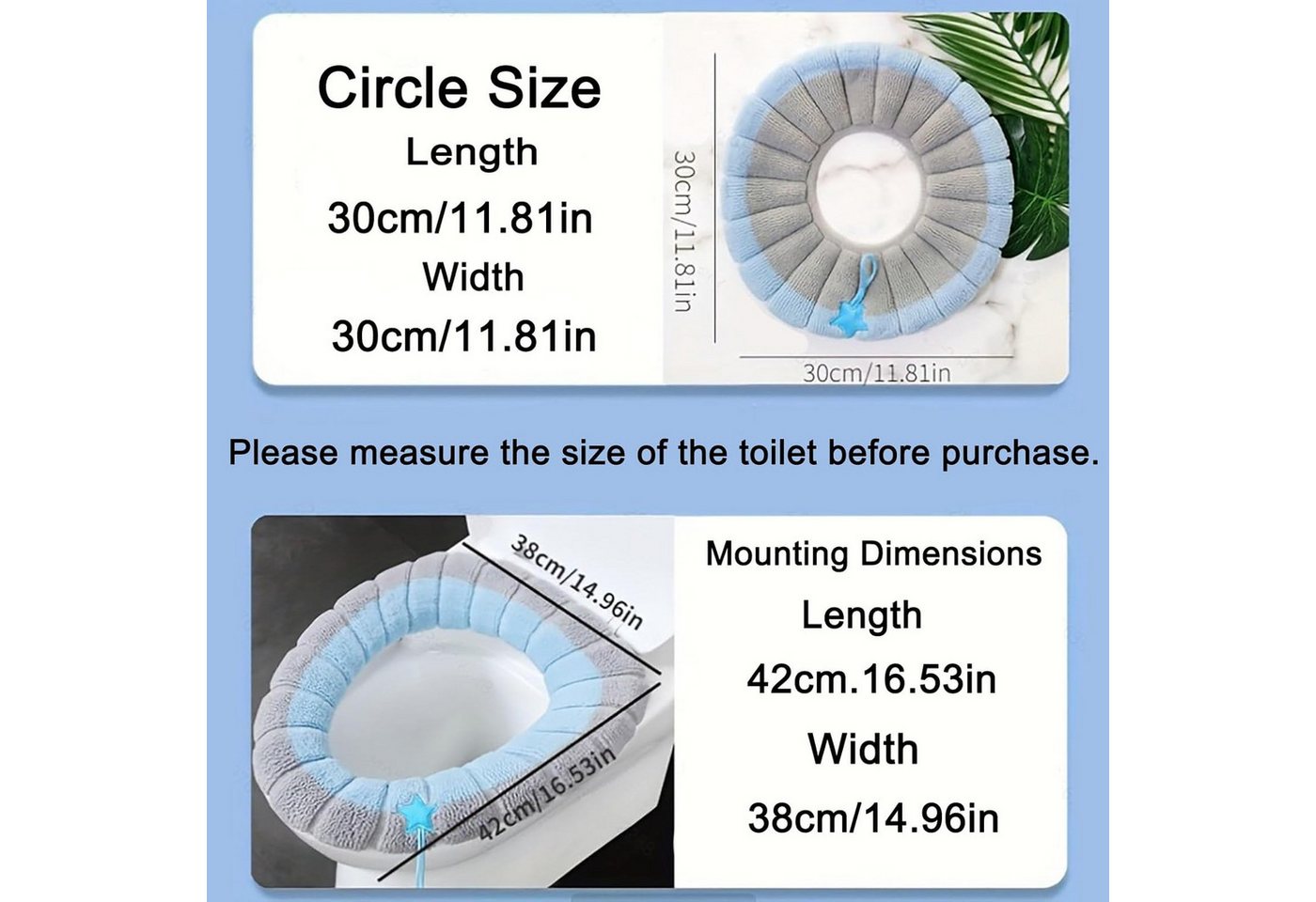 Auledio Soft-Toilettensitzerhöhung 4 Stück 42x38cm WC-Sitzwärmer Toilettensitzauflagen
