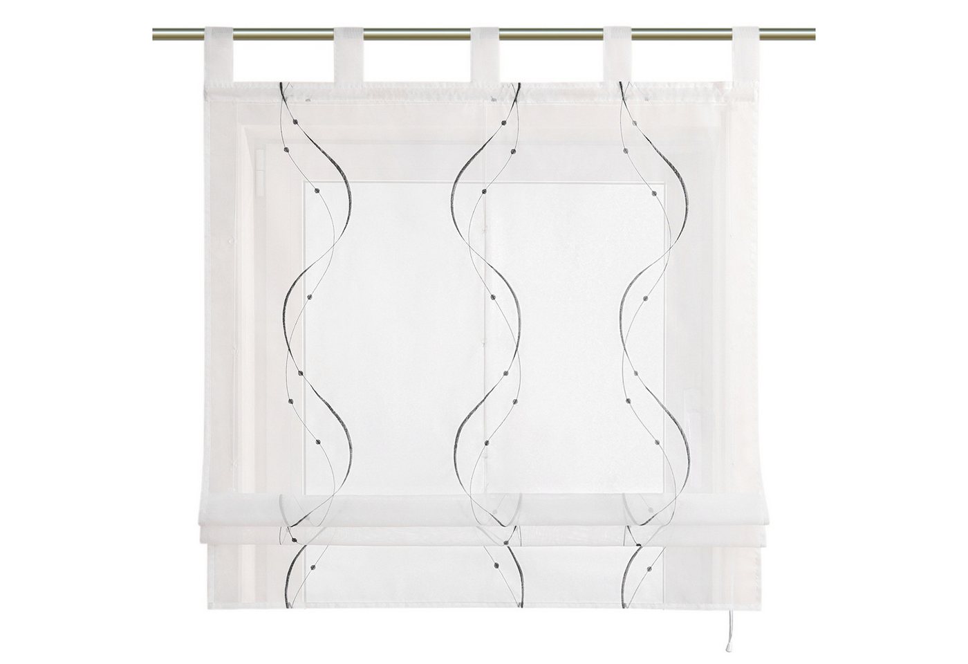 Joyswahl Raffrollo halbtransparent, Voile Raffgardine bestickt mit Wellenmuster, mit Schlaufen, Gardinenstange, modern elegant minimalistisch, modern elegant minimalistisch für Küche Wohnzimmer Schlafzimmer Bild 5