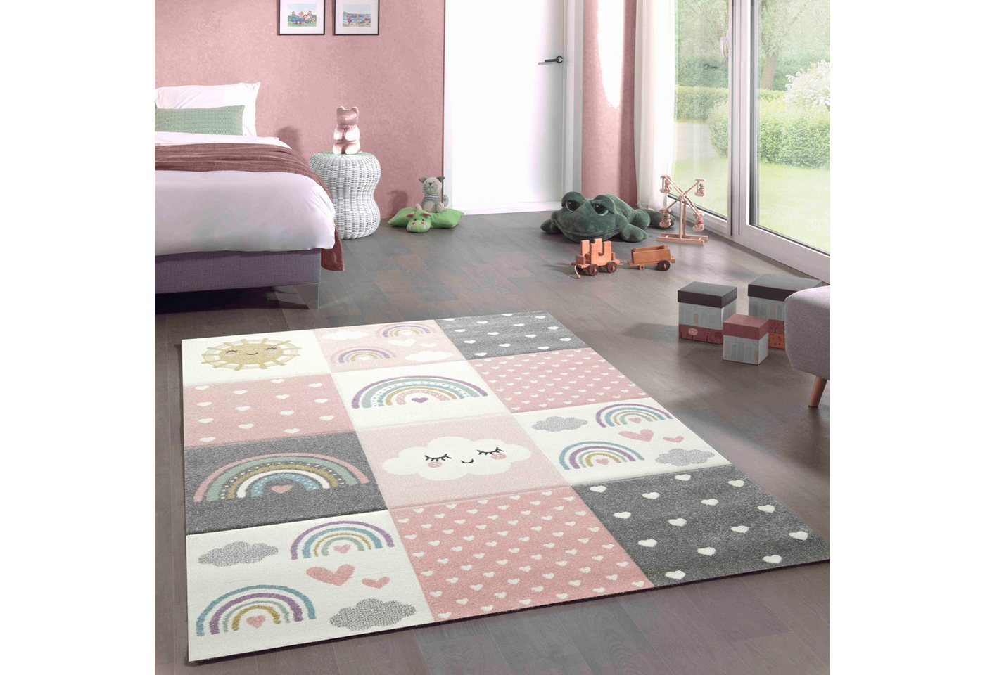 Carpetia Kinderteppich Verspieltes Motivdesign, rechteckig, Höhe: 13 mm, pflegeleicht, strapazierfähig, handgearbeiteter Konturenschnitt Bild 3
