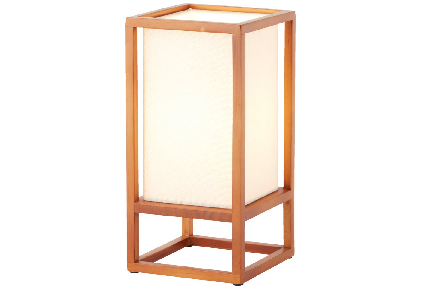 Lightbox Tischleuchte, ohne Leuchtmittel, Tischlampe, 25 cm, 25 cm Höhe, E14, 40 W, Holz/Stoff, naturfarben/weiß