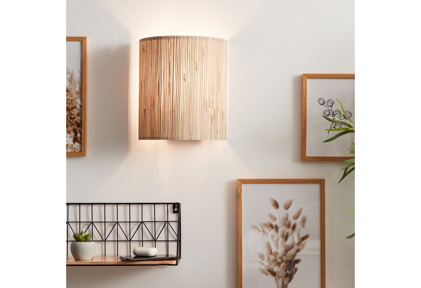 Lightbox Wandleuchte, ohne Leuchtmittel, Wandspot mit Seegras Schirm, 26 x 23 cm, dimmbar, E27 max. 52W Bild 3