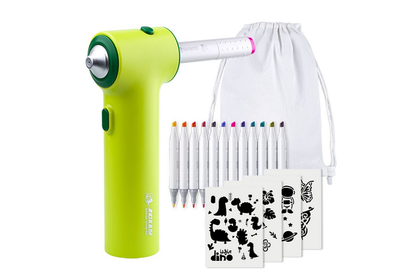 JOLLY Kreativset Airbrush Textil Set, (19-tlg), 19 tlg.