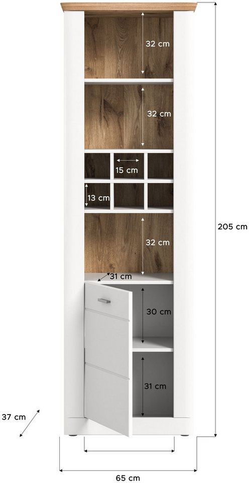 xonox.home Standregal, in weiß matt B/H/T: 65 x 205 x 37 cm