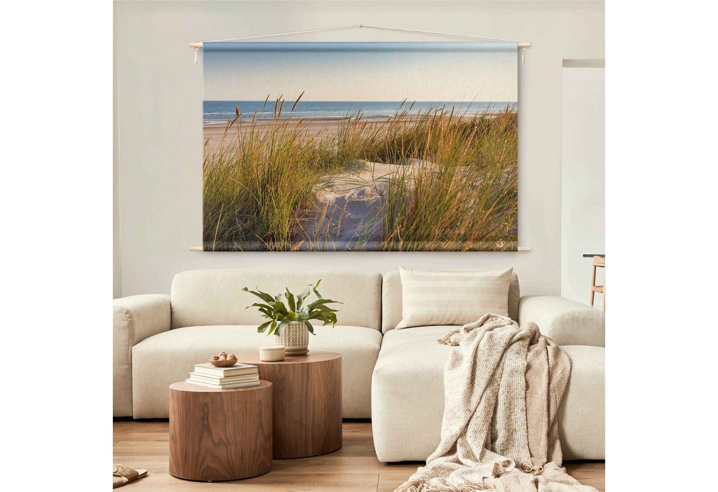 Bilderdepot24 Wandteppich modern Strand Natur beige, rechteckig, Höhe: 2.6 mm, großes Wandbild aus Natur-Baumwolle Wandbehang Stoffbild Tuch Wollseil Bild 4