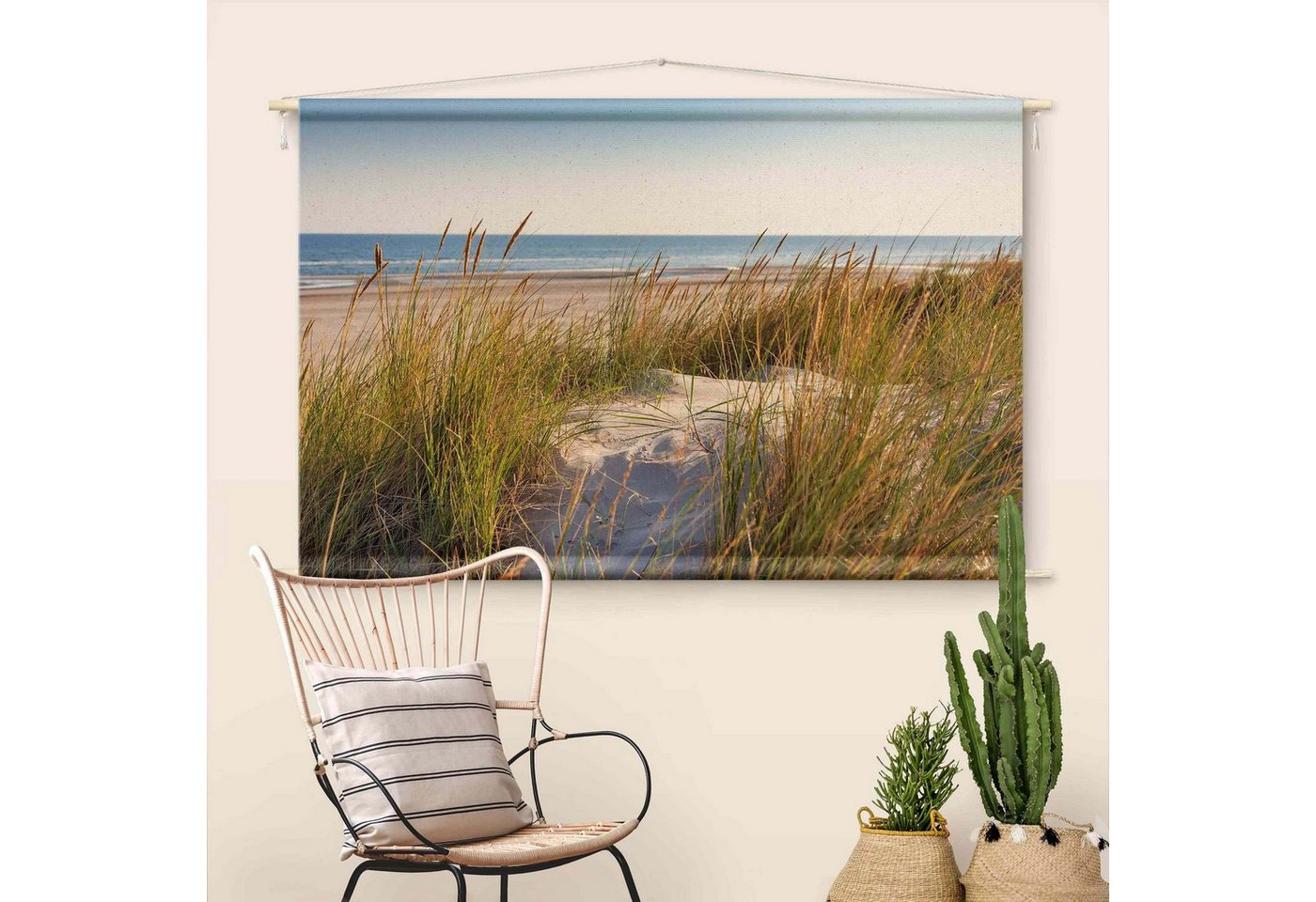 Bilderdepot24 Wandteppich modern Strand Natur beige, rechteckig, Höhe: 2.6 mm, großes Wandbild aus Natur-Baumwolle Wandbehang Stoffbild Tuch Wollseil Bild 5