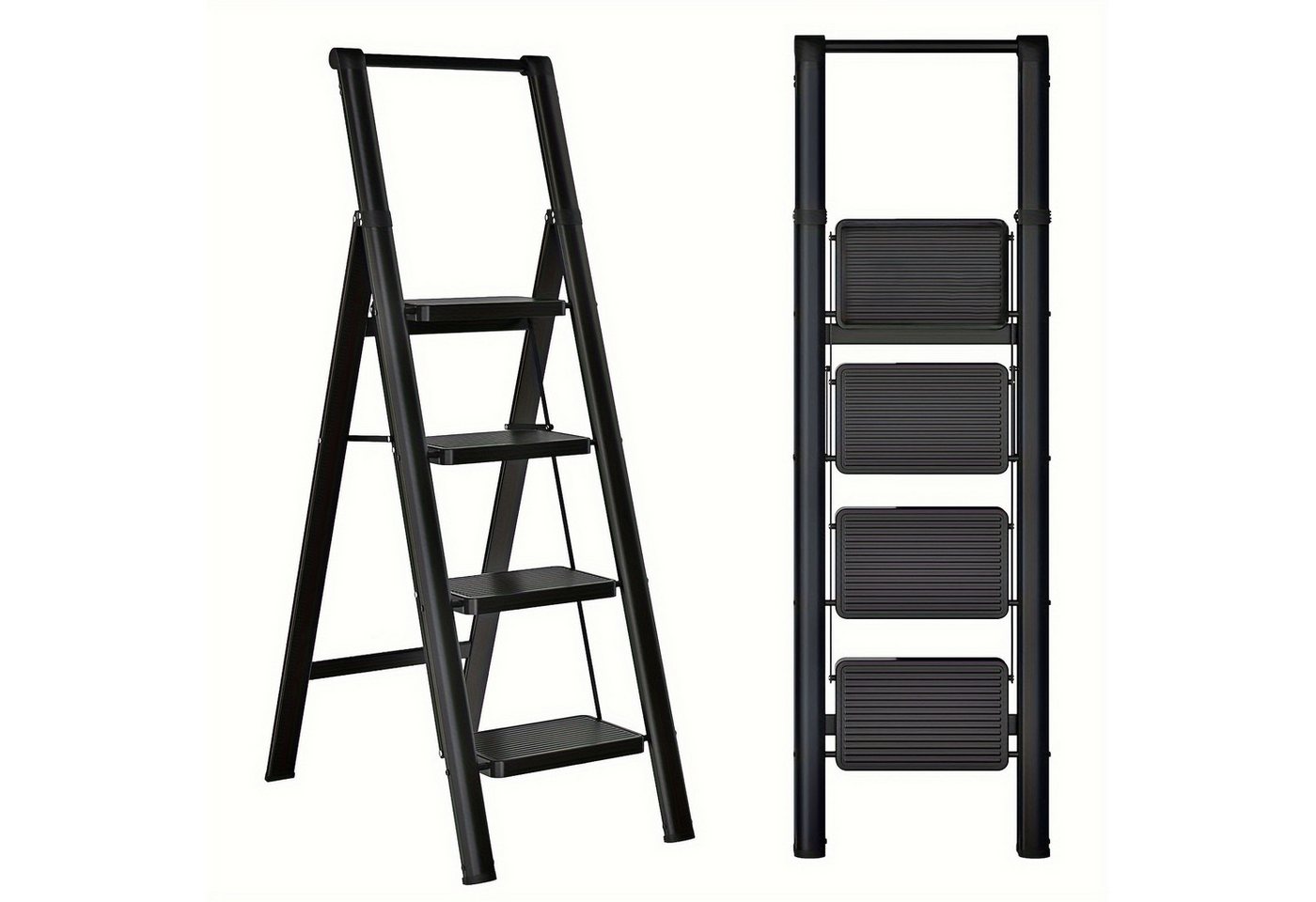 Celya Trittleiter 4-stufige Leiter, klappbarer Tritthocker (Verbreiterte Pedale, ergonomisches Design und rutschfeste Fußpolster), ideal für Küche, Wohnzimmer, Büro, Bibliothek oder Garten
