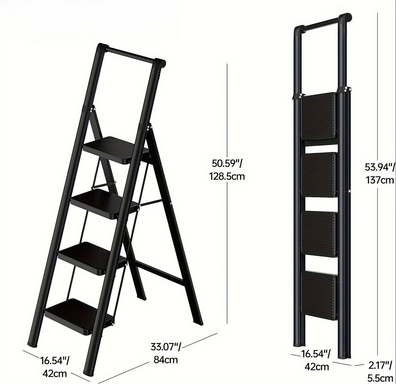 Celya Trittleiter 4-stufige Leiter, klappbarer Tritthocker (Verbreiterte Pedale, ergonomisches Design und rutschfeste Fußpolster), ideal für Küche, Wohnzimmer, Büro, Bibliothek oder Garten Bild 2